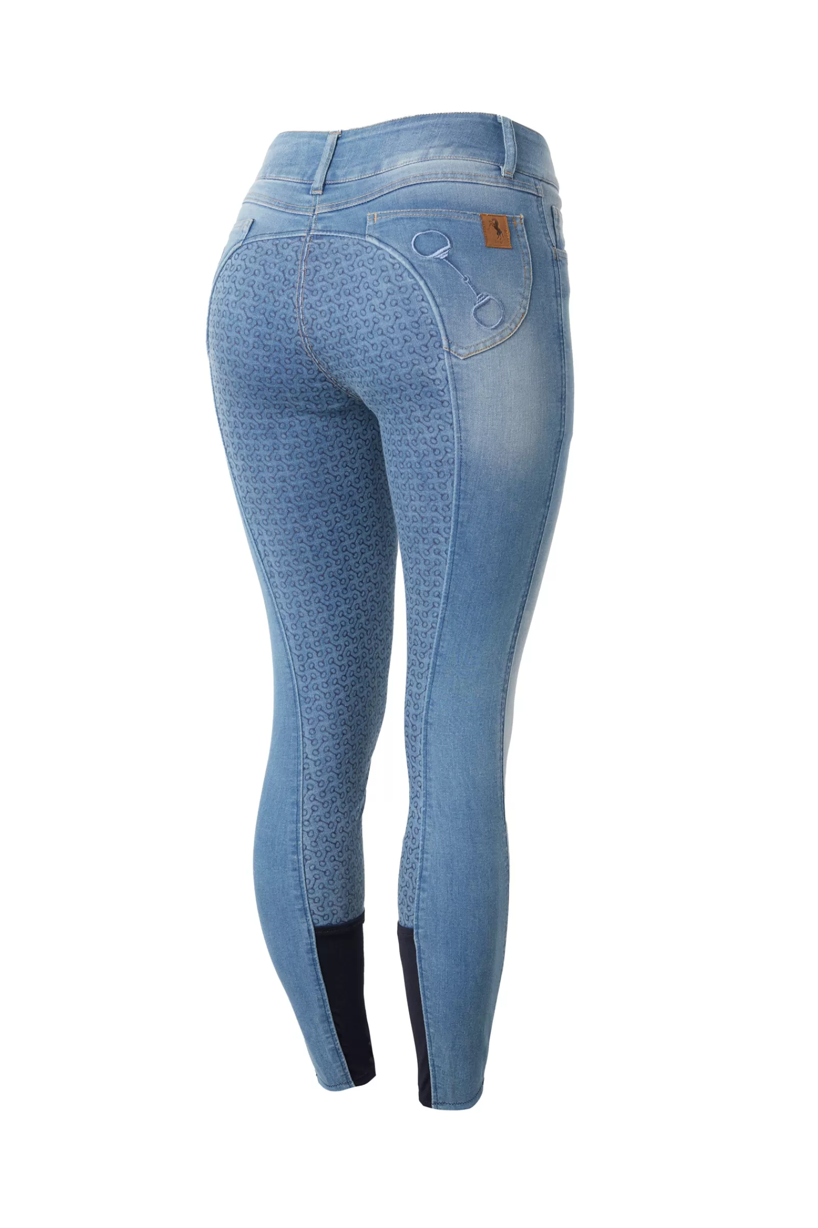 Full Seat Breeches*horze Kaia Women'S High Waist Denim Silicone Full Seat Breeches Light Denim Blue