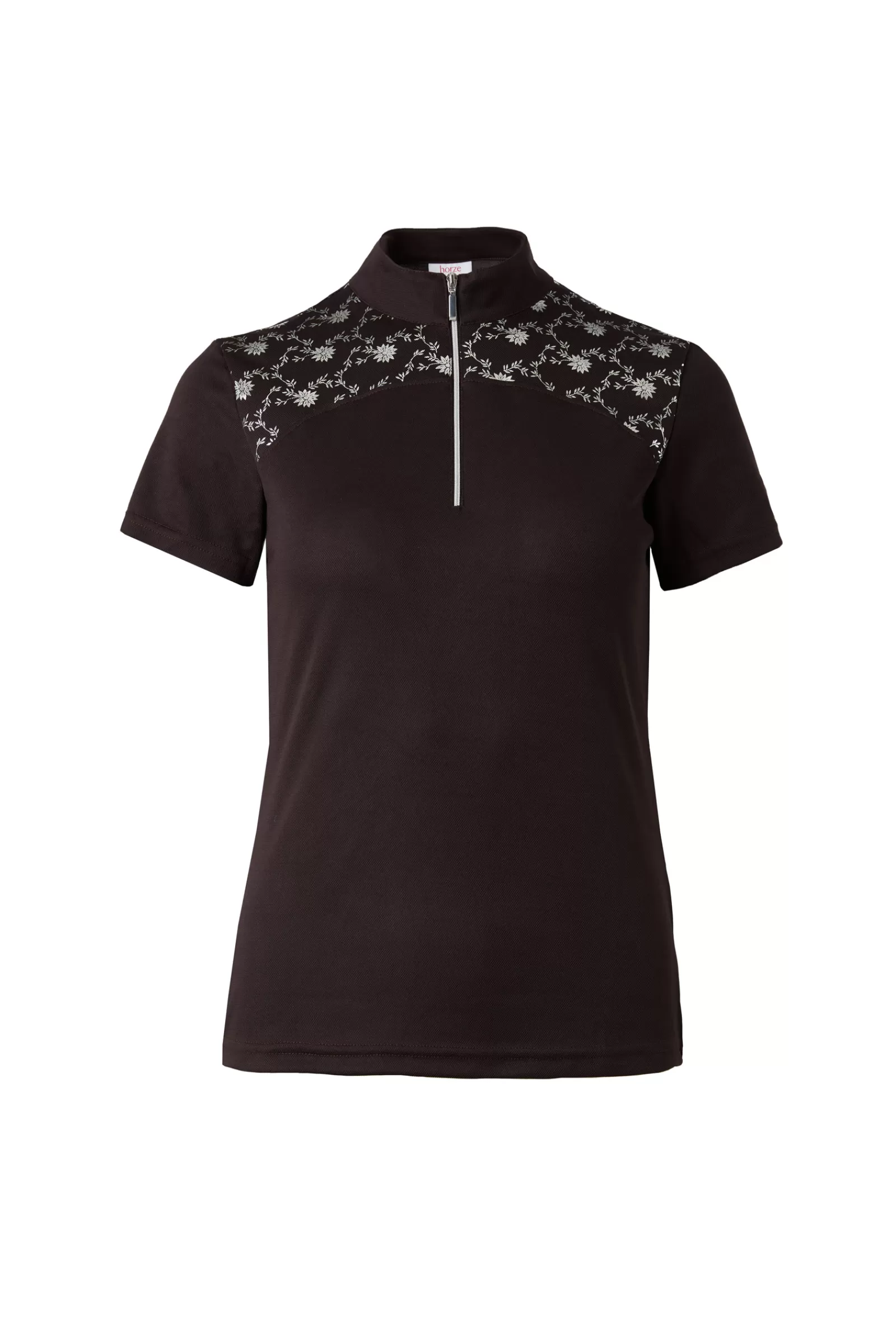 Tops & T-Shirts*horze Kaitlin Women'S Training/Show Shirt With Short Sleeves And Flower Detail After Dark Brown