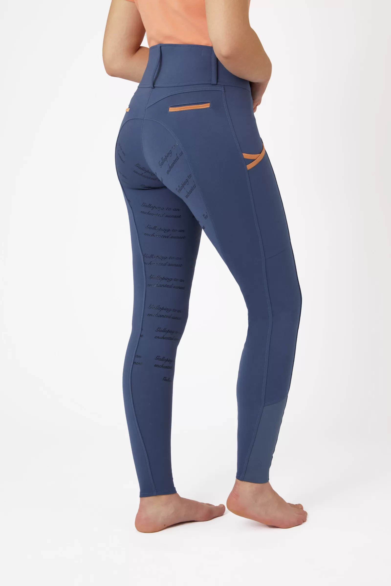 Full Seat Breeches*horze Nella Women'S Full Seat Breeches With Phone Pockets Vintage Indigo Blue