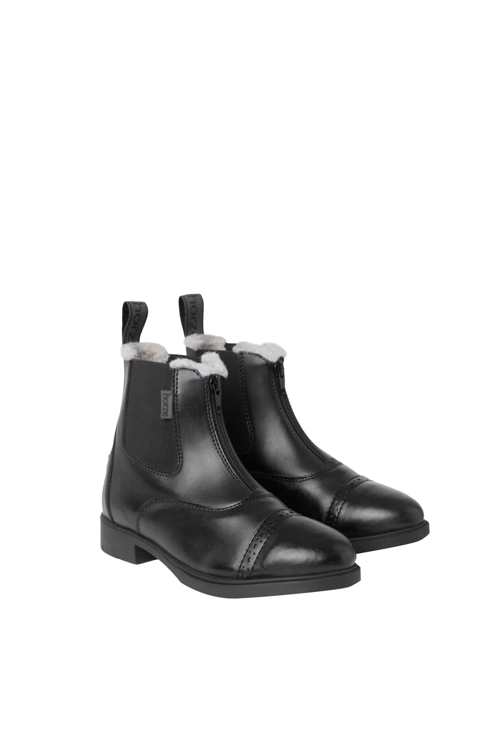 Kids Jodhpur Boots*horze Wexford Kids Front-Zip Jodhpur Winter Boots With Faux Fur Black
