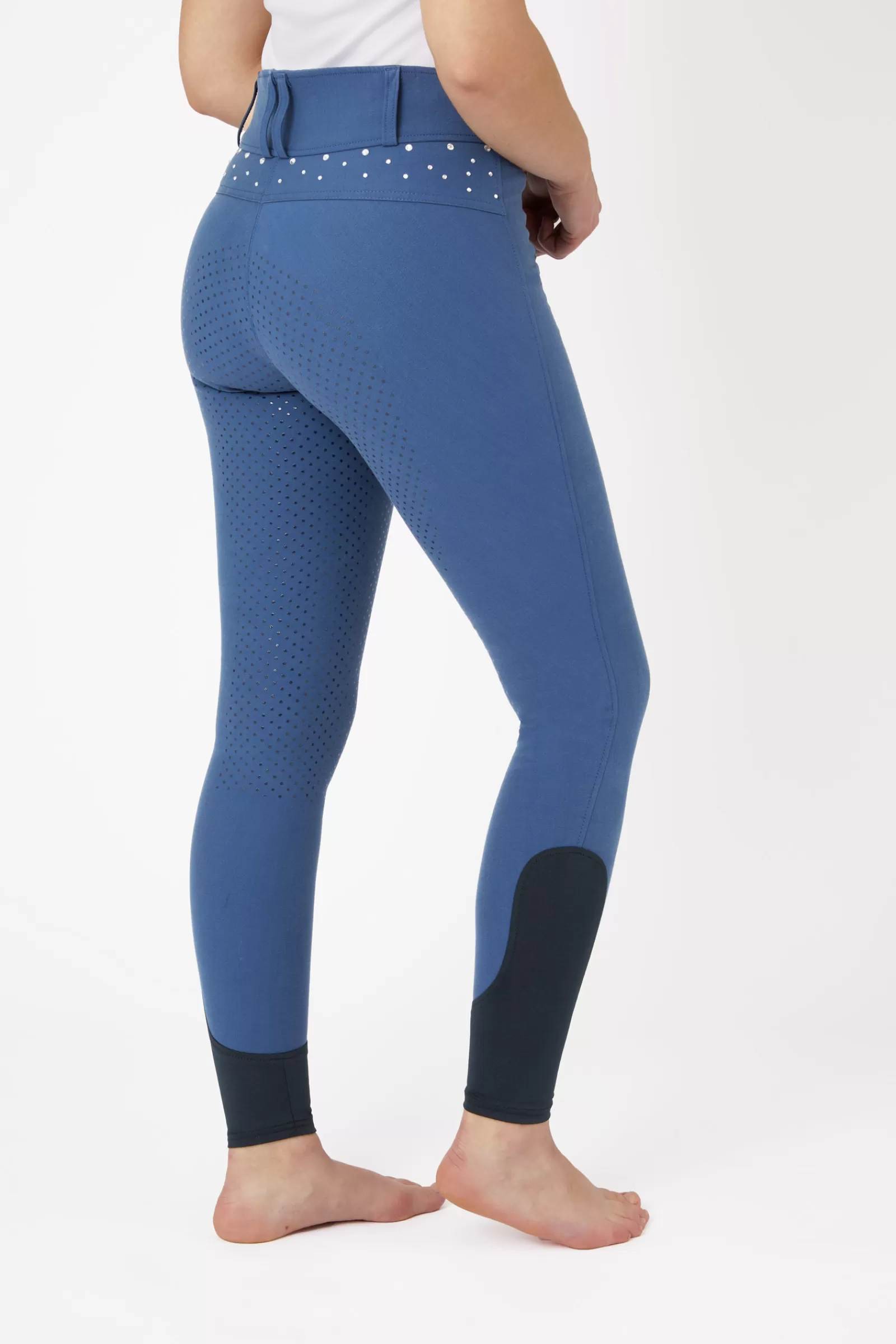Full Seat Breeches*horze Women'S High Waist Full Grip Breeches With Crystals Bering Sea Blue