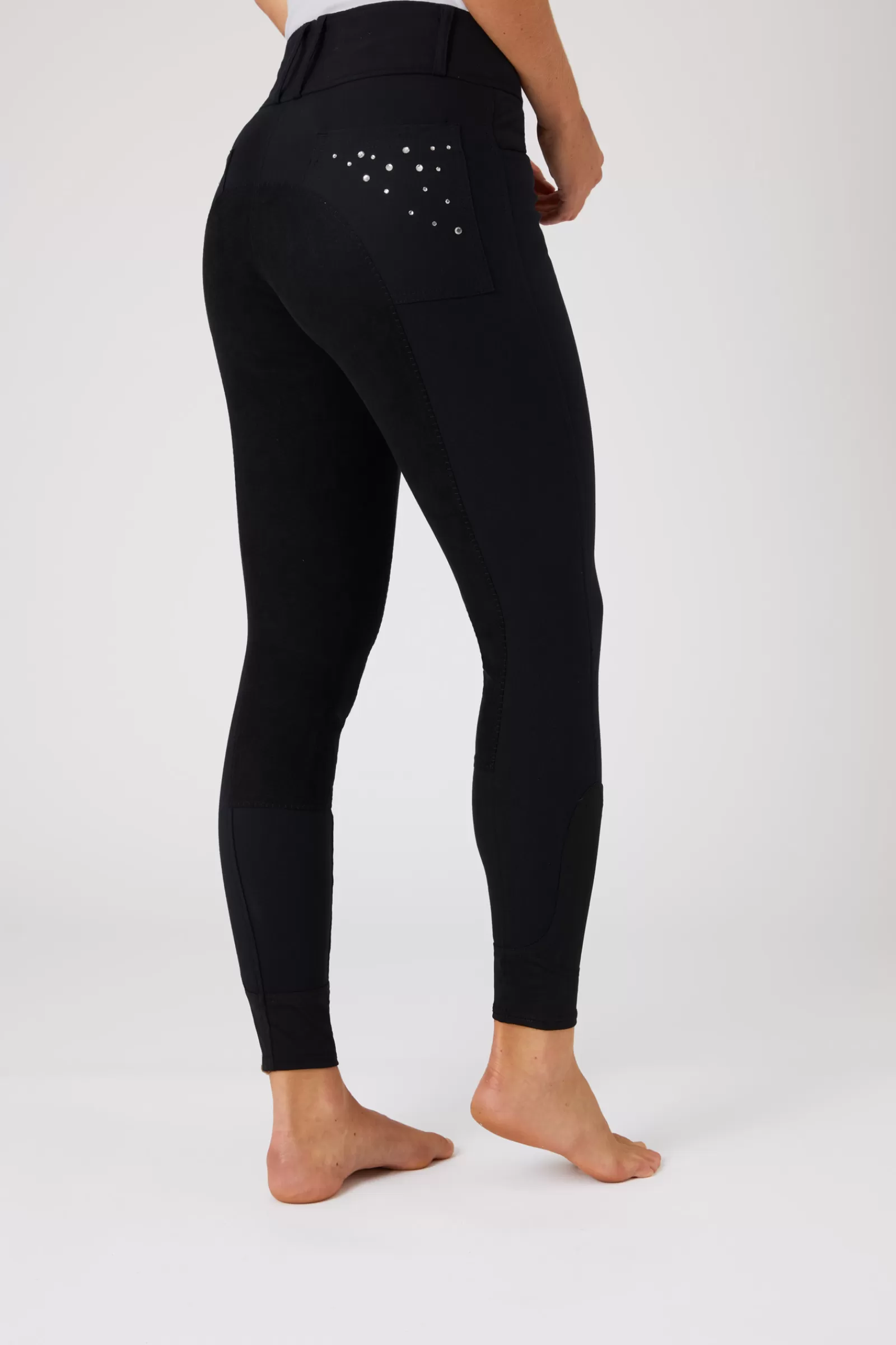 Full Seat Breeches*horze Women'S Leather Full Seat Breeches With Crystal Pockets Black