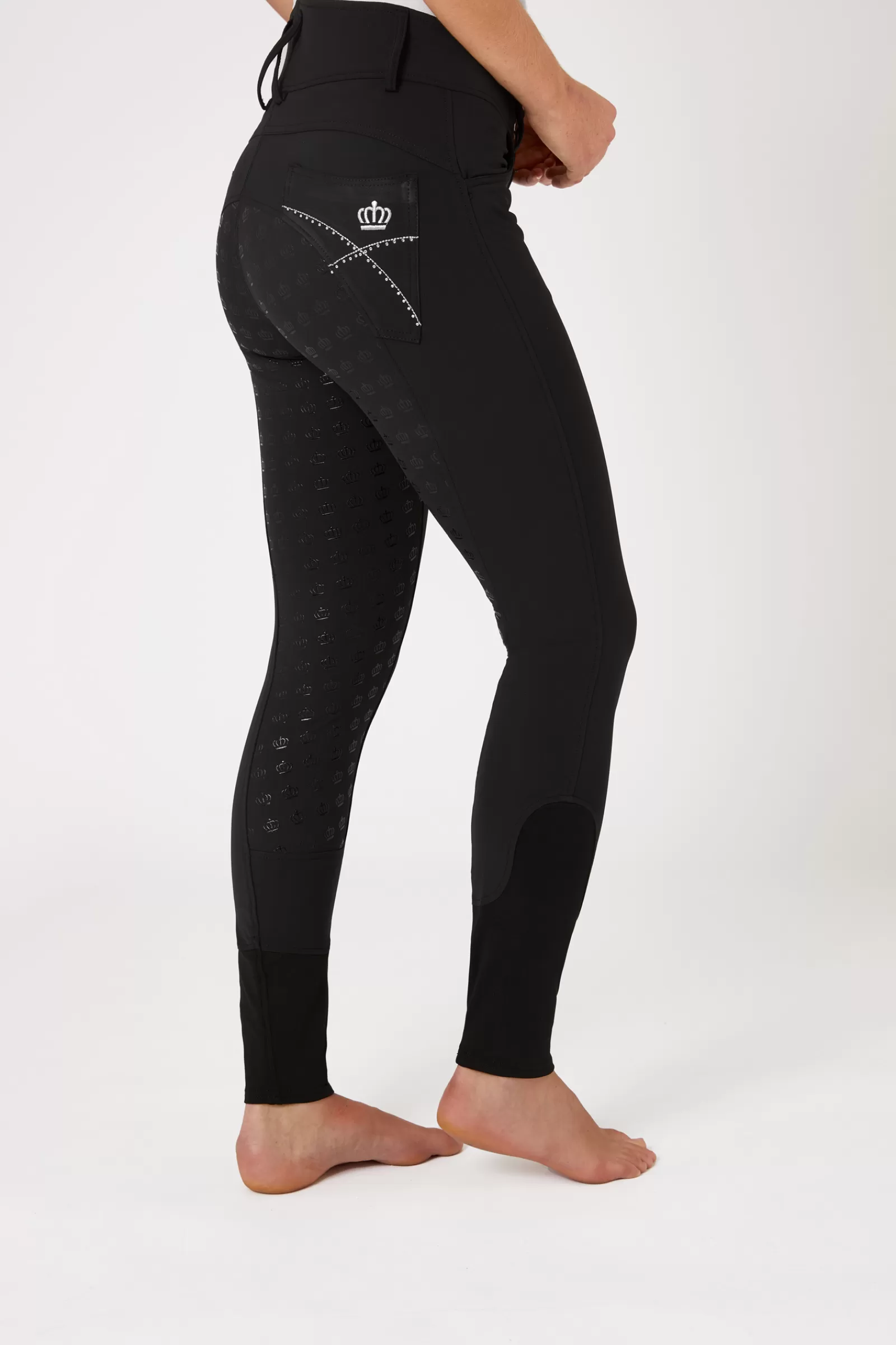 Full Seat Breeches*horze Women'S Silicone Full Seat Breeches With Embroidery And Crystals Black